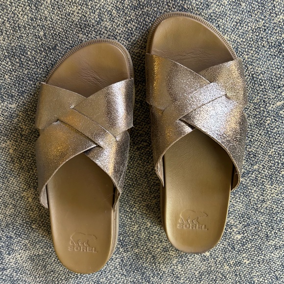 Sorel Roaming Crisscross Metallic Slides - Picture 1 of 4